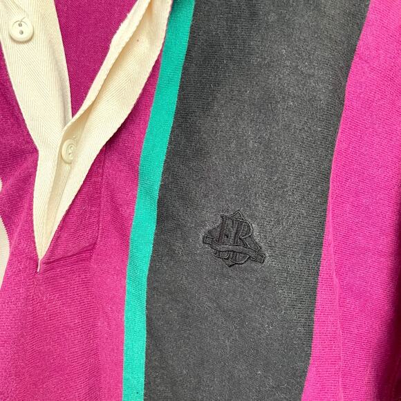 Vintage 90s Eddie Bauer Striped Rugby Shirt Small Preppy Retro Sport Academia - Picture 3 of 7